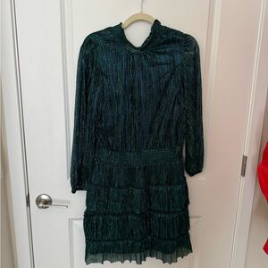 High neck teal cocktail dress